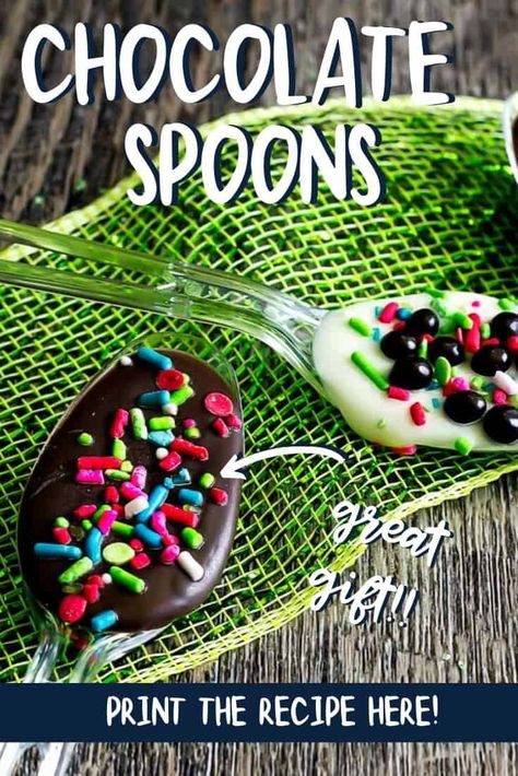 Chocolate Dipped Spoons are a fun and easy treat that makes a great gift. Stir these into coffee, espresso, hot milk, or hot cocoa to add a bit of flavor! #howtomake #DIY #forcoffee #ideas #edible #gift Chocolate Dipped Spoons, Infusion Recipes, Simple Syrups, Diy Foods, Food Gift Ideas, Hot Cocktails, Easy Dessert Ideas, Chocolate Spoons, Gooey Cookies