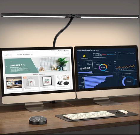 Eye Caring Architect lamp with Clamp,Dual Screen Computer Monitor Gooseneck Smart Light: 24W 5 Color Flexible Adjustable Lighting Table Lamp for Study Drafting This double head LED desk lamp has a wireless smart remote control,so you can choose the most suitable mode faster and more portable. The memory function can keep the desk lamp in the last used mode and brightness without resetting. The timer function can make the desk lamp turn off automatically after working for 1 hour. Lamp For Office, Architects Desk, Architect Lamp, Dual Screen, Led Desk, Fan Lamp, Adjustable Desk, Ceiling Fan In Kitchen, Led Desk Lamp