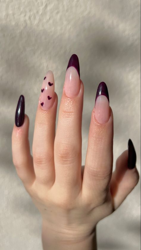 Kayli Boyle, Purple French Tip, Dark Purple Nails, Purple French, Tip Nails, Dark Nails, French Tip Nails, Purple Nails, Almond Nails