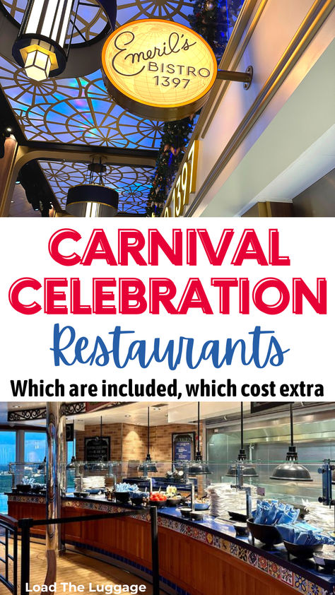 Carnival Celebration restaurants.  Which are include and which cost extra money. Cruise Carnival, Carnival Pride, Cruise Tips And Tricks, Carnival Celebration, First Cruise, March 2025, Seas The Day, Mardi Gras Carnival, Restaurant Guide