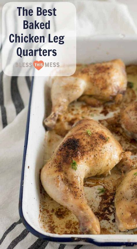 This easy chicken recipe is made by roasting chicken leg quarters brushed with butter & seasoning, then baking them in the oven until the skin is crispy. Yum! #chickenlegs #chickendinner #chickenrecipes Oven Baked Chicken Leg Quarters, Baked Chicken Quarters, Baked Chicken Leg Quarters, Best Oven Baked Chicken, Roasted Chicken Leg Quarters, Chicken Quarter Recipes, Autumn Chicken, Garden Supports, The Best Baked Chicken