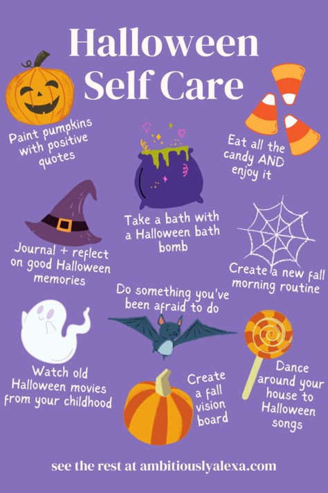 Halloween Themed Therapy Activities, Halloween Coping Skills Activities, Halloween Group Therapy Ideas, Halloween Counseling Activities, Halloween Therapy Activities, Halloween Affirmations, October Self Care, Halloween Activities Adults, Halloween Self Care