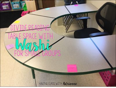 Classroom Storage Ideas For Tables, Table Group Organization Classroom Ideas, Classroom Table Group Storage, Small Classroom Organization, Classroom Copies Organization, Label Tables In Classroom, Small Classroom, Kindergarten Organization, Teaching Organization