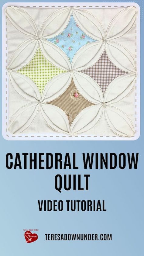 Mock Cathedral Window Quilt, Cathedral Quilt Tutorial, Cathedral Windows Quilt Pattern, Cathedral Window Quilt Pattern Free, Cathedral Windows Quilt, Cathedral Quilt Pattern, Cathedral Window Quilt Tutorial, Cathedral Quilts, Cathedral Window Patchwork