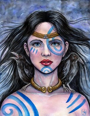 Celtic Makeup, Goddess Morrigan, Warrior Makeup, Celtic Deities, Warrior Paint, Celtic Warrior, The Morrigan, Celtic Gods, Irish Mythology