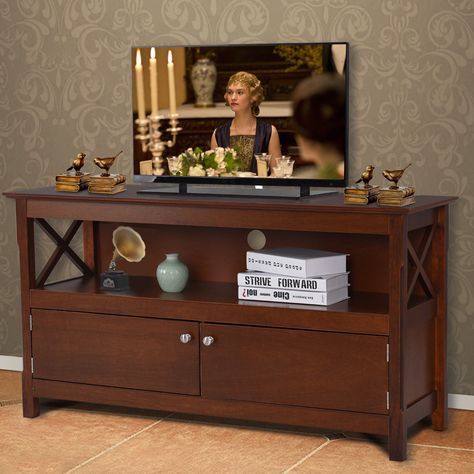 Free 2-day shipping. Buy Costway 44'' TV Stand Console Wooden Storage Cabinet Shelf Media Center Television Stand at Walmart.com Tv Stands Ideas, Modern Tv Stand Living Rooms, Brown Furniture Living Room, Wooden Tv Stand, Tv Stand Ideas, Tv Console Modern, Moore House, Tv Stand Designs, Wooden Tv Stands