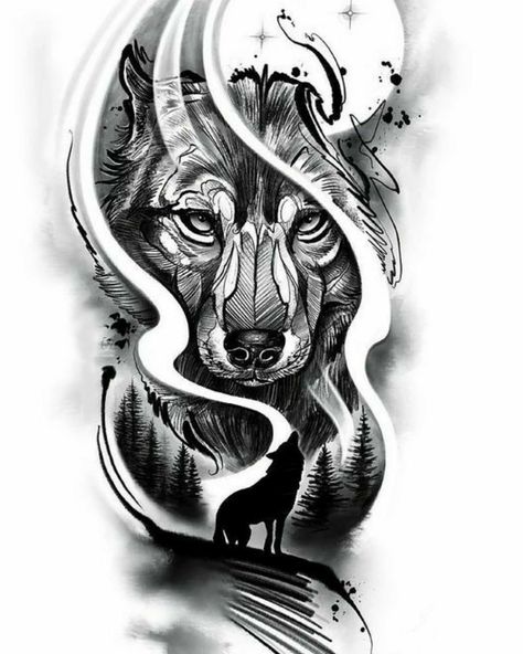 Wolf Tattoo Traditional, Tattoo Medusa, Drawing Elephant, Dark Skin Tattoo, Wolf Tattoos Men, Lion Tattoo Sleeves, Wolf Tattoo Sleeve, Family Tattoo Designs, Armband Tattoos