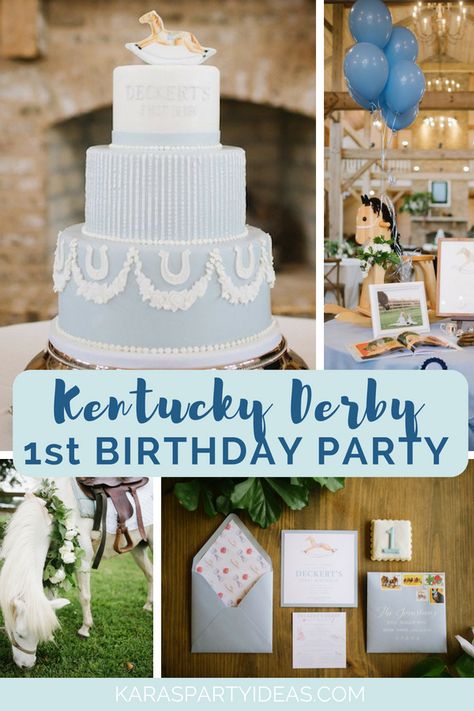 Kentucky Derby Inspired 1st Birthday Party via Kara's Party Ideas - KarasPartyIdeas.com Derby Birthday Cake, Kentucky Derby Baby Shower Ideas, Kentucky Derby Birthday Party, Kentucky Derby Birthday, Kentucky Derby Theme, Wood Signage, Horse Birthday Parties, Boys First Birthday Party Ideas, Kids Themed Birthday Parties