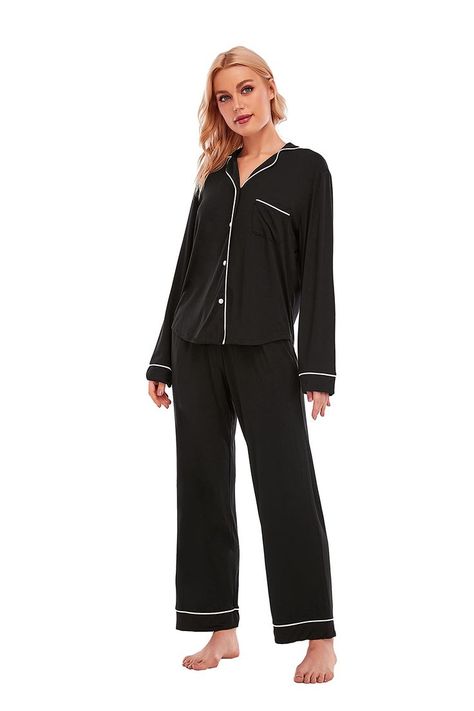 Women's Pajamas Set PJ Set for Women Button-Down Long Short Sleeve Shirt Pants Two-piece Night Suit Sleepwear Night Dress For Women Shirt Pant, Cute Night Suits For Women, Sleeping Suits Women, Night Pajamas For Women, Night Suit Design, Night Suit Designs For Women, Night Suits Pajama Set, Night Suit For Women, Pjs Set