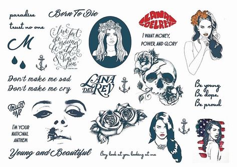 Lana Del Ray Tattoo, Lana Del Ray Tattoos Ideas, Lana Del Rey Tattoo Ideas, Ldr Tattoo, Tattoos Simplistic, Lana Del Rey Tattoos, Lana Del Rey Tattoo, Tramp Stamps, Lana Del Rey Art