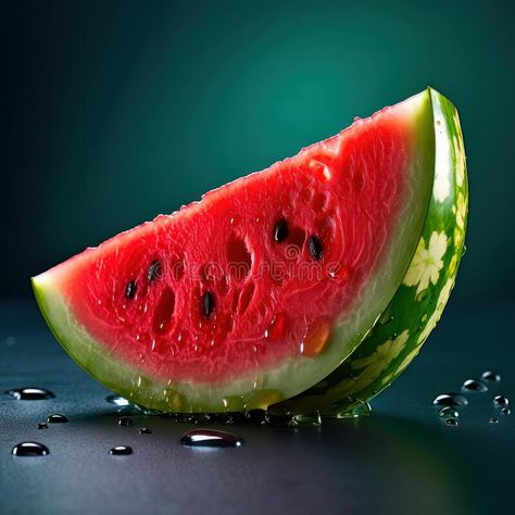 Juicy watermelon on a green isolated background. AI generated stock photography Watermelon Photography, Watermelon Vodka Drinks, Watermelon Aesthetic, Watermelon Juice Recipe, Watermelon Sangria, Watermelon Dessert, Food Paintings, How To Grow Watermelon, Watermelon Water