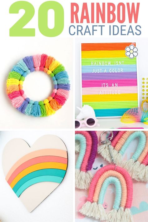 Rainbow crafts are popular among adults and children. These projects can be used as decorations, or serve as calming reminders of spring showers. #thecraftyblogstalker #rainbowcrafts #rainbowcraftideas #rainbowprojects Rainbow Craft Ideas, Rainbow Macrame Wall Hangings, Rainbow Project, Rainbow Craft, Crafting Corner, Felt Ball Rug, Rainbow Diy, Spring Showers, Rainbow Pillow