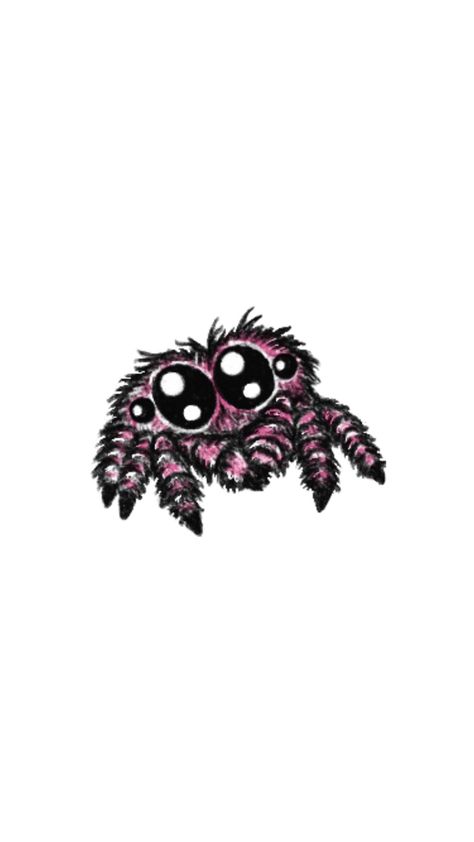 Pink cute jumping spider Halloween Spider Tattoo, Cute Spider Doodle, Jumping Spider Drawing, Cute Spider Drawing, Jumping Spider Tattoo, Spider Doodle, Cute Jumping Spider, Spider Tats, Spider Donuts