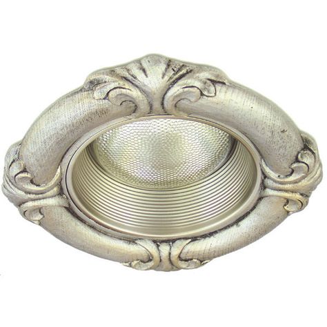 Tuscan style recessed lighting trims are an elegant addition to any 6" recessed light. The decorative trim replaces the standard plastic trim. The Tuscan style fits a 6" Halo canister (Halo H7 with removable trim ring/goof ring) Fits trims with diameter of 6" Incandescent bulbs NOT LED Retrofits Please review the spec sheet for more specifics regarding the recessed lighting this trim will fit Also available as a chandelier Decorative Recessed Light Trim, Brass Recessed Lighting, Rustic Recessed Lighting, 4 Inch Recessed Lighting, Modern Recessed Lighting, Recessed Can Lighting, Recessed Lighting Trim, Bathroom 2024, Exhaust Fans