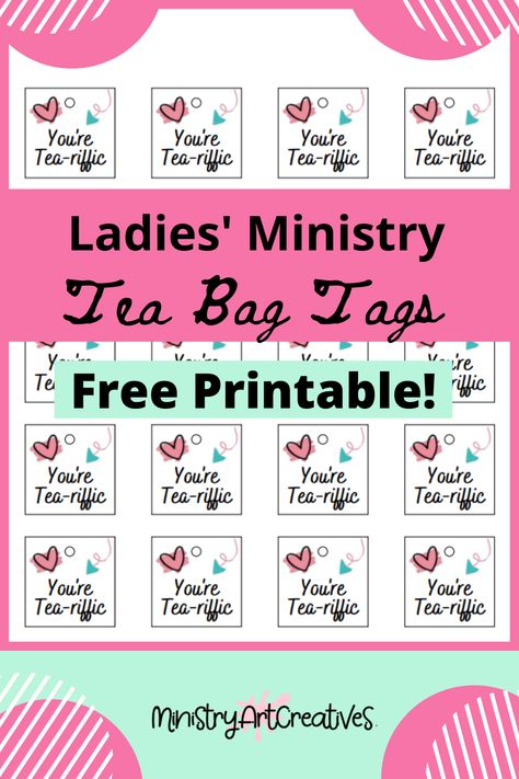 "You're Tea-rrific" Ladies' Tea Bag Tags This is actually an Avery Template #22849 You can certainly print out and cut them on your own. Here is the link to Avery's site where you can order custom prints: #teabagtags #freeprintables Tea Bag Tags Free Printable, Tea Bag Tags, Coloring Bookmarks Free, Scripture Tea, Tea For Colds, Tea Tag, Ladies Tea, Tea Crafts, Tea Riffic