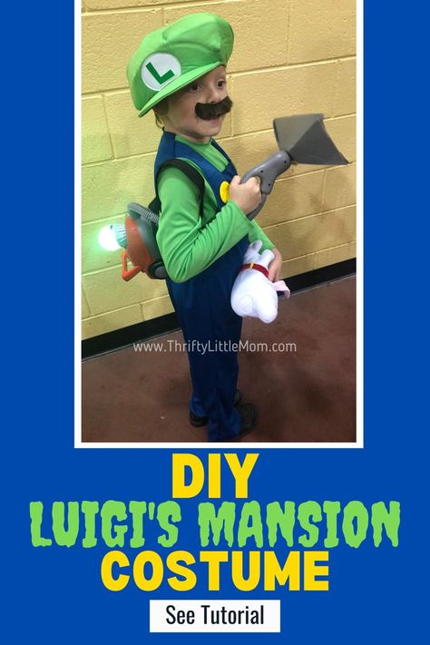 This tutorial shows you how to build a Luigi's Mansion costume including the Poltergust 3000 vacuum. Gooigi Costume, Luigi Mansion Costume, Diy Luigi Costume, Luigis Mansion Costume Diy, Luigis Mansion Halloween Decorations, Luigi’s Mansion Party, Luigi’s Mansion Birthday Party, Luigi's Haunted Mansion, Mario Halloween Costumes