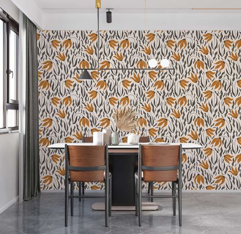 Orange Blossom Symphony Wallpaper - w 105 x 96 h / Self adhesive Wallpaper Application, Wallpaper Glue, Eco Kitchen, Glass Furniture, Orange Blossom, Self Adhesive Wallpaper, Sustainable Living, Traditional Wallpaper, Glue