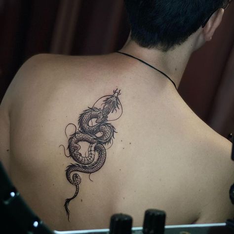 Dragon Ribcage Tattoo, Chinese Dragon Tattoos Back, Dragon On Back Tattoo, Chinese Dragon Back Tattoo, Dragon Back Tattoos, Back Tattoo Dragon, Dragon Tattoo On Back, Back Dragon Tattoo, Dragon Back Tattoo