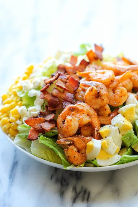 Shrimp Cobb Salad, Shrimp Salad Recipe, Cilantro Lime Vinaigrette, Shrimp Salad Recipes, Different Salads, Satisfying Salads, Vinaigrette Salad, Lime Vinaigrette, Healthy Shrimp