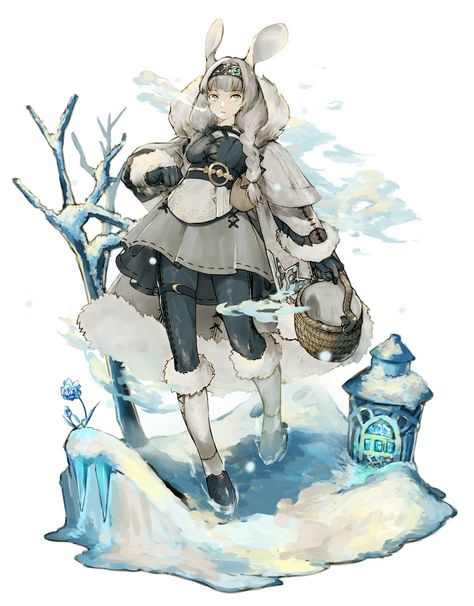 Snow Fantasy Creatures, Snowy Character Design, Snow Character Design, Ice Character Design, Winter Character Design, Ice Wizard, Anime Snow, Fox Character, Concept Art Drawing