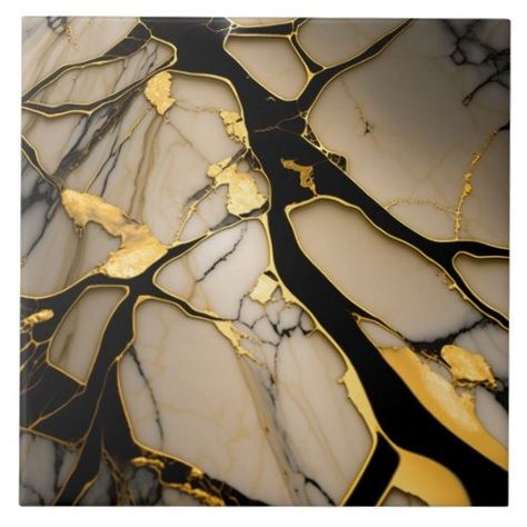 Black And Gold Marble Decorative Ceramic Tiles | Zazzle CA Laundry Room Floor Tile, Growth Painting, Dragon Bathroom, Creative Kitchen Backsplash, Laundry Room Floor, Black And Gold Bathroom, Whimsical Bathroom, Art Deco Tiles, Gold Tile