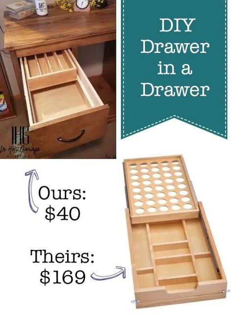 DIY Drawer in a Drawer Drawer In A Drawer, Drawer Building, Building Steps, Organizing Products, Diy Drawers, Drawer Dividers, Creative Spaces, Tiny Things, Kitchen Diy