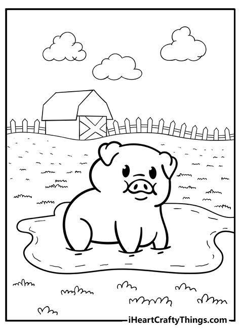 Farm Coloring Pages Free Printables, Farmhouse Coloring Pages, Pig Colouring Pages, Farm Coloring Sheets, Farm Animals Coloring Pages, Education Assistant, Farm Drawing, Pig Coloring Pages, Farm Animals Preschool