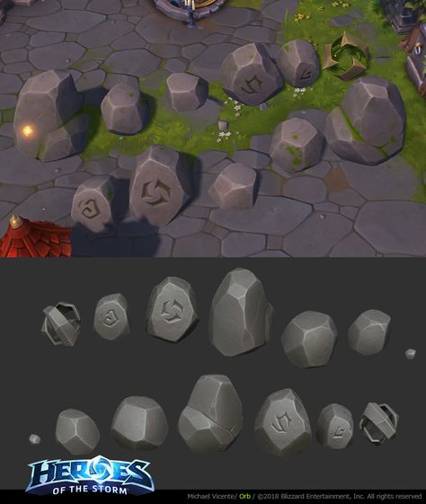 ArtStation - Rune rocks, Michael vicente - Orb Runes Concept Art, Forest Concept, Stray Game, Stylized Environment, Stone Game, Stylized Art, Game Textures, Spring Games, Environment Props