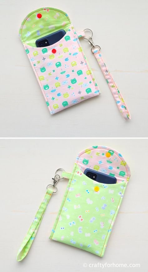 Cell Phone Pouch Bag Tutorial | Crafty For Home Cellphone Pouch Diy Patterns, Quilted Cell Phone Case Free Pattern, Mobile Phone Bag Diy, Sewing Phone Bag, Cell Phone Holders, Cell Phone Bag Pattern Free Sewing, Phone Pouch Diy Sewing, Tot Bag Design Ideas, Mobile Pouch Handmade