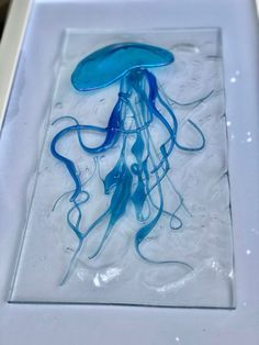 Fused Glass Art Jellyfish, Fusion Glass Art, Nautical Fused Glass Ideas, Glass Fusing Ideas Inspiration, Jellyfish Glass Art, Fused Glass Panel Ideas, Infused Glass Ideas, Fused Glass Jellyfish, Fused Glass Projects Ideas