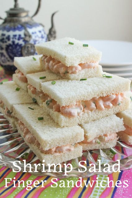 Food Lust People Love: Shrimp Salad Finger Sandwiches Tea Party Sandwiches Recipes, Shrimp Salad Sandwich, Tea Party Brunch, Salad Fingers, Tea Party Sandwiches, Tea Sandwiches Recipes, Pink Sauce, Butter Sugar Cookies, Afternoon Tea Recipes