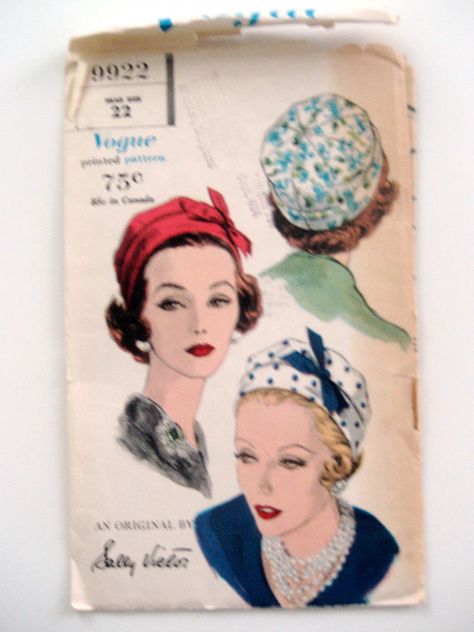 vintage vogue sewing pattern - hat - uncut 1950s Accessories, 1950s Sewing Patterns, Vintage Vogue Sewing Patterns, Vogue Vintage, Sew In Weave, Hat Patterns To Sew, Vogue Sewing, Vogue Sewing Patterns, Guy Laroche