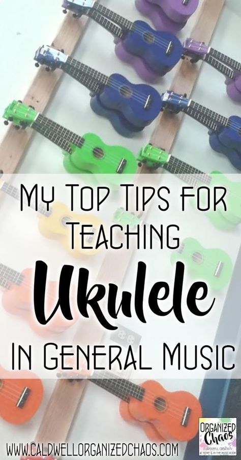 My Top Tips for Teaching Ukulele in General Music. Organized Chaos. Great advice for general music teachers thinking about getting started with ukulele in elementary or middle school. Includes recommendations for good curriculum and resources, tips for choosing the best instruments and getting them funded, storage ideas, and more. Teaching Ukulele, Music Lesson Plans Elementary, Learning Piano, Parent Tips, Middle School Music, Music Lessons For Kids, Elementary Music Lessons, Elementary Music Education, Elementary Music Teacher