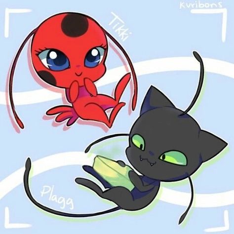 Tikki & Plagg Tikki X Plagg, Tikki Miraculous, Miraculous Ladybug Party, Tikki And Plagg, Ladybug Pv, Tikki Y Plagg, Ladybug Party, Miraculous Ladybug Fan Art, Ladybug Anime