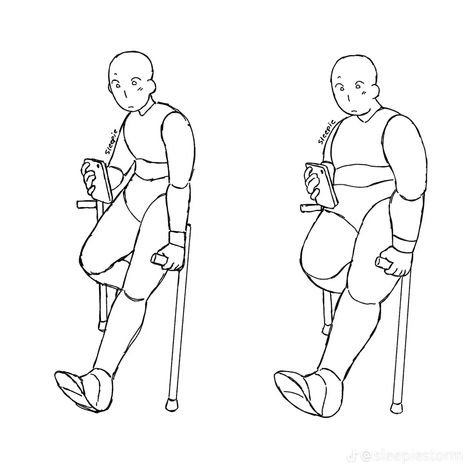 art credit to sleepiestorm on tt Body Reference Drawing, Drawing Expressions, Crutches, Poses References, Figure Drawing Reference, Art Prompts, Art Poses, Anime Poses Reference, Sketchbook Art Inspiration