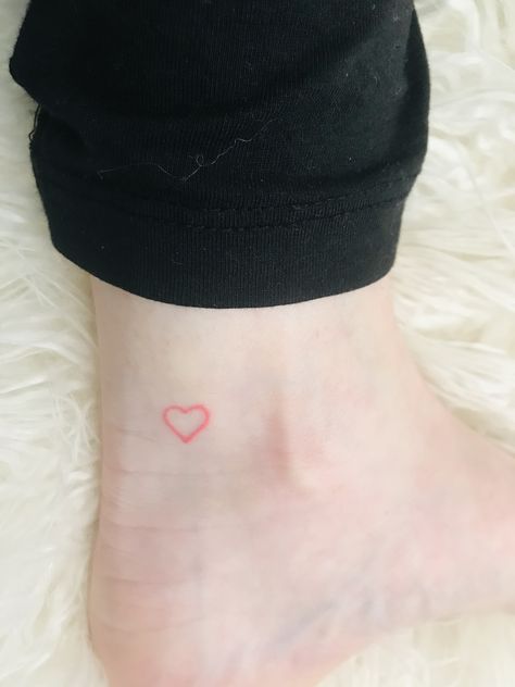 Tiny Pink Heart Tattoo, Heart Tattoo Inner Arm, Heart Ankle Tattoo, Small Red Heart Tattoo, Pink Heart Tattoo, Tattoo Inner Arm, Red Heart Tattoo, Heart Outline Tattoo, Simple Heart Tattoos