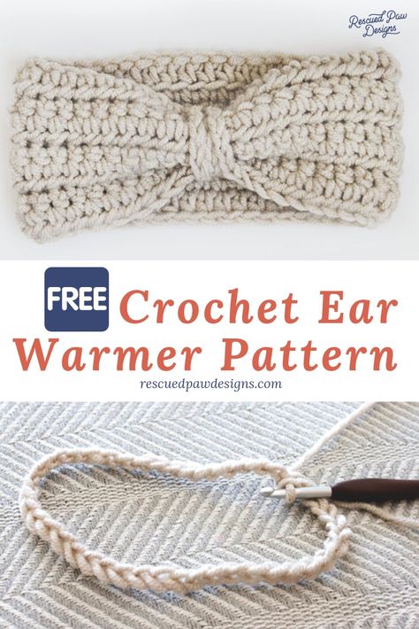 Crochet Ear Warmer Pattern - This super simple pattern is great for beginners and works up fast! Try this beginner friendly crochet ear warmer today! #freecrochetpattern #crochetforbeginners #crochetpatternsfree Chunky Crochet Headband Pattern Free, Crochet Outerwear, Crochet Ear Warmer Free Pattern, Crochet Headwear, Ear Warmer Pattern, Crochet Ear Warmer Pattern, Crochet Headband Free, Easy Crochet Headbands, Beginner Friendly Crochet