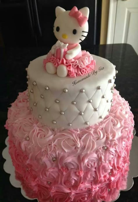 Hello Kitty Birthday Cake Birthday Cake 3 Layers, Hello Cake, Tort Hello Kitty, Bolo Da Hello Kitty, Kue Fondant, Hello Kitty Baby Shower, Hello Kitty Birthday Theme, Fondant Torte, Kitty Birthday Cake