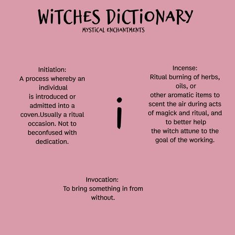 Witch Dictionary, Witch Info, Witches Alphabet, Hearth Witch, Witchcraft 101, Solitary Witch, Witchy Business, Witch Things, Witch Tips