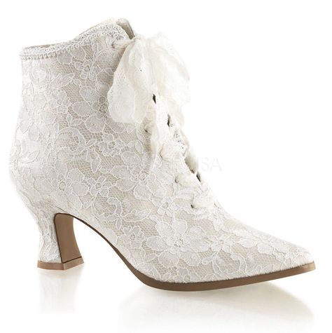 f4a4da9aa7eadfd23c7bdb7cf57b3112desc52668703ri Kitten Heel Wedding Shoes, Wedding Shoes Boots, Granny Boots, Victorian Boots, Lace Ankle Boots, Bridal Boots, High Heel Stiefel, Ivory Wedding Shoes, Lace Booties