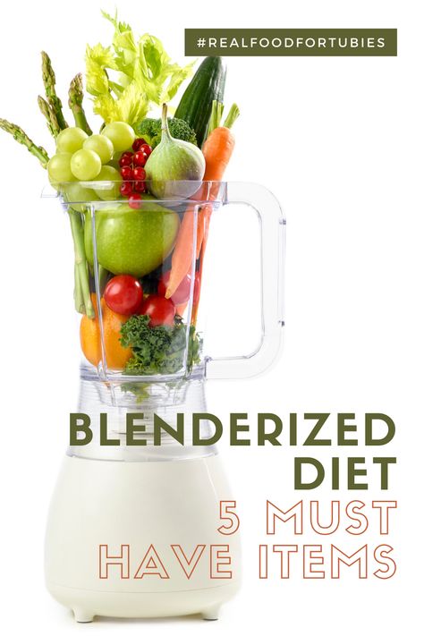 Thinking about switching to a blended diet for tube feeding? Check our our list of five (just five!) must have items to get your blenderized journey off to a great start! Peg Tube Feeding Recipes, Blended Diet Recipes, Blended Tube Feeding Recipes, Gtube Blended Diet Recipes, Blenderized Tube Feeding Recipes, Tube Feeding Recipes For Adults, Gtube Feeding, Peg Tube, Tube Feeding