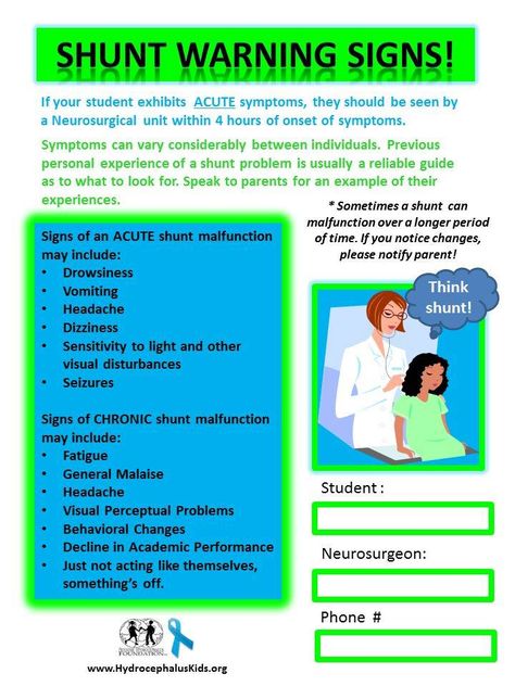 This is an excellent reminder to share with your clinician to review when screening warning signs if shunt failure is questionable. There is a spot for emergency contact information as well. Very helpful at school as well. Please feel free to share with other's and save to your phone! Vp Shunt, Spina Bifida Awareness, School Nurse Office, Chiari Malformation, Spina Bifida, Neonatal Nurse, Blood Pressure Cuff, Nurse Office, Brain Surgery