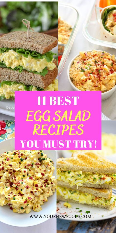 Egg Salad Ideas, Spring Burger Recipes, Egg Salad Variations, Deviled Egg Salad Sandwich, Unique Egg Salad Recipe, Spicy Egg Salad Recipe, Curried Egg Salad Recipe, Curry Egg Salad, Classic Egg Salad Recipe