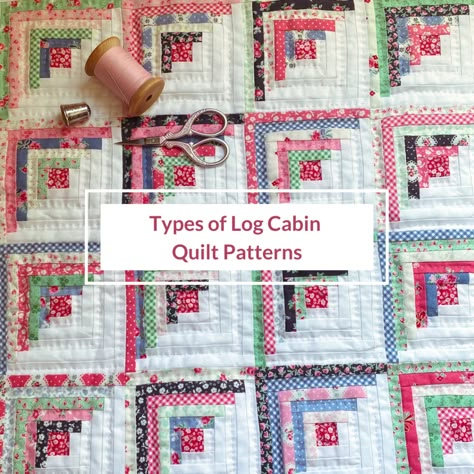 How To Quilt A Log Cabin Block, Log Cabin Quilt Blocks Layout, Quilted Log Cabin Quilts, Log Cabin Patchwork Quilt, Quilt Log Cabin Pattern, How To Quilt A Log Cabin Quilt, Log Quilt Patterns, Scrap Log Cabin Quilts, Modified Log Cabin Quilt Patterns