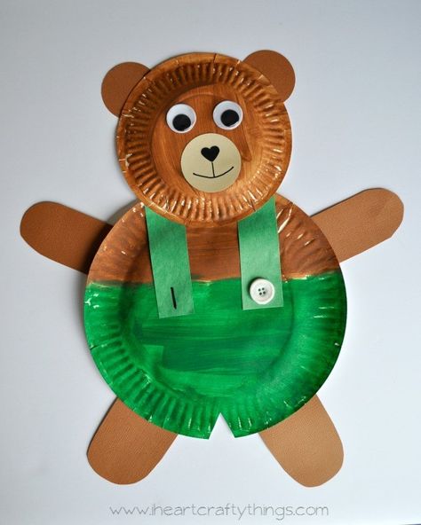 I mentioned at the beginning of the year that one of my goals for this year was to get back into crafting with books. We adore reading at our house and what better way to bring a story to life than by creating a craft to go with it. This week we read one of … Corduroy Craft, Paper Plate Art, Paper Plate Animals, Paper Plate Crafts For Kids, Preschool Craft, Preschool Christmas Crafts, Bear Crafts, Toilet Paper Roll Crafts, Animal Crafts For Kids