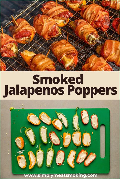 These smoked jalapeno poppers are wrapped in bacon and stuffed with creamy cheese for the ultimate cheesy snack. Whether you’re using a Master Built Smoker or a Traeger, these poppers are easy to make and perfect for any occasion. Discover how to make these smoked jalapeno peppers and add them to your recipe collection. Tap to see the recipe. Jalapeno Smoker Recipes, Smoked Jalapeno Peppers, Smoked Jalapeno Peppers Bacon Wrapped, Smoked Jalapeno Poppers, Bacon Wrapped Peppers, Bbq Snacks, Pepper Poppers, Bacon Wrapped Appetizers, Grilled Appetizers