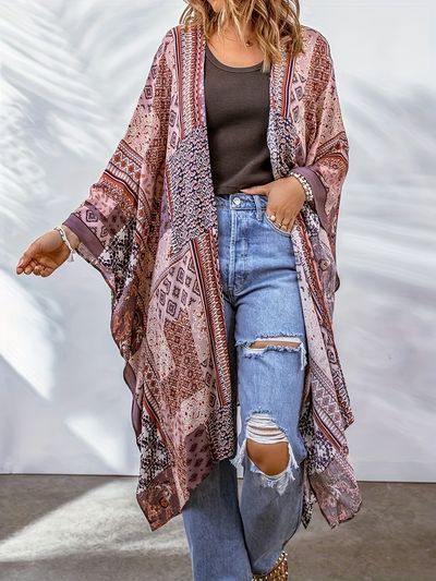 Stile Boho Chic, Look Boho Chic, Plus Size Boho, Boho Cardigan, Winter Plaid, Estilo Boho Chic, Plus Size Cardigans, Bat Sleeve, Plaid Dress Shirt