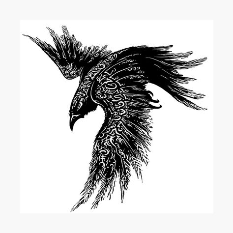 Get my art printed on awesome products. Support me at Redbubble #RBandME: https://www.redbubble.com/i/photographic-print/celtic-art-rune-Odeonegel-by-celticknights/58219671.6Q0TX?asc=u Viking Raven Tattoo Design, Celtic Raven Tattoo, Ravens Tattoo, Flying Raven, Raven Color, Bird Tattoo Men, Scandinavian Tattoo, Viking Tattoo Symbol, Viking Tattoo Sleeve