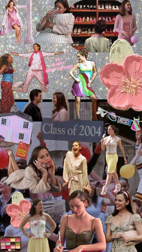 Collage of the best 2000’s Rom Com…13 Going on 30 Starring Jennifer Garner as Jenna Rinks 13 Going On 30 Outfits, Best Rom Coms, Edna Mode, Studio Ghibli Characters, 13 Going On 30, 30 Outfits, Jennifer Garner, Studio Ghibli, Fitness Inspo