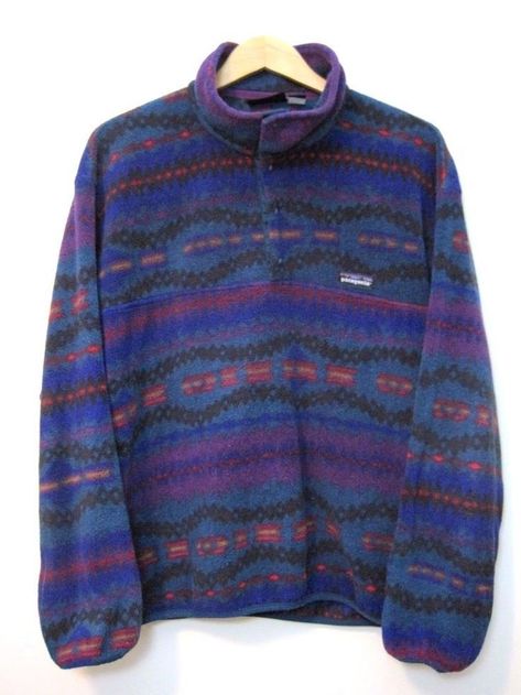 Patagonia Fuzzy Pullover, Patagonia Fleece Synchilla, Fluffy Patagonia Pullover, Patterned Patagonia Fleece, Fleece Sweaters, Vintage Patagonia Fleece, Thrift List, Patagonia Clothing, Patagonia Vintage